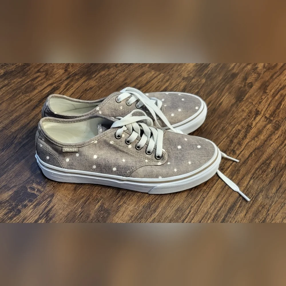 Vans Light Brown Polka Dot Sneakers Size 7.5 Twee Feminine Neutral Casual